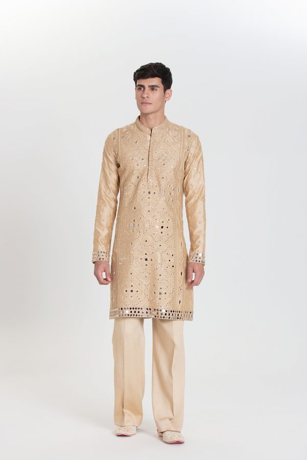 Beige Blossom Kurta Set