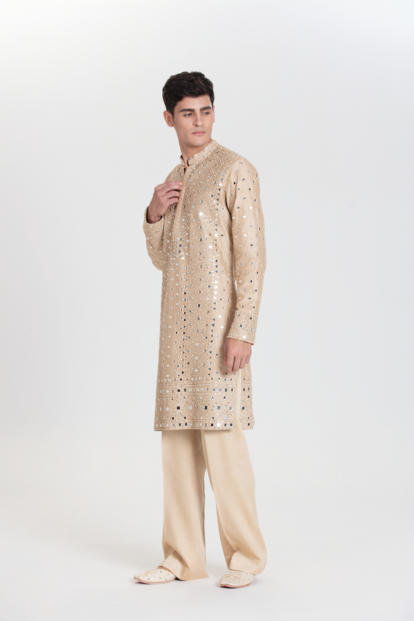 Beige Diamond Kurta Set