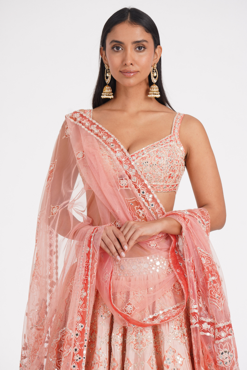 PEACH QUARTS LEHENGA SET