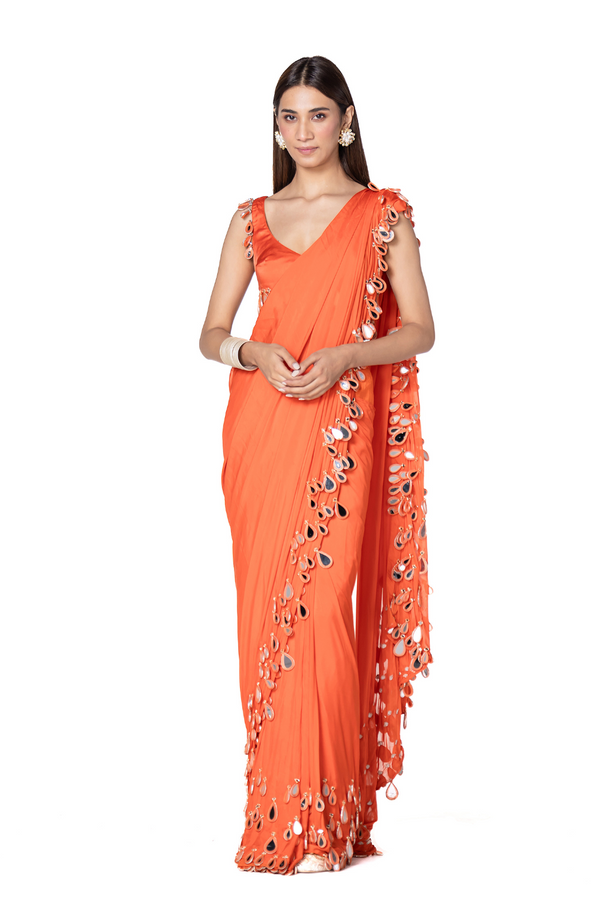 orange saree set