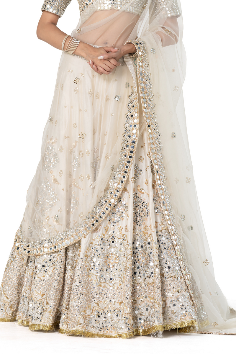 ivory embellished lehenga set