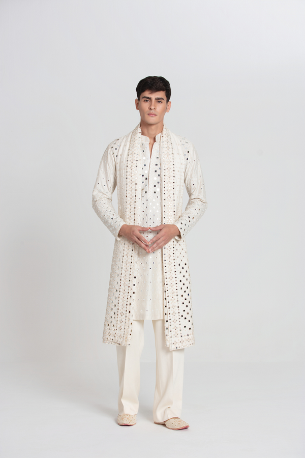 Ombre Mirror Ivory Kurta Set