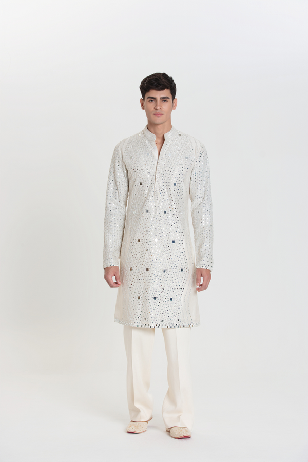 Ivory Mirror Maze Kurta Set