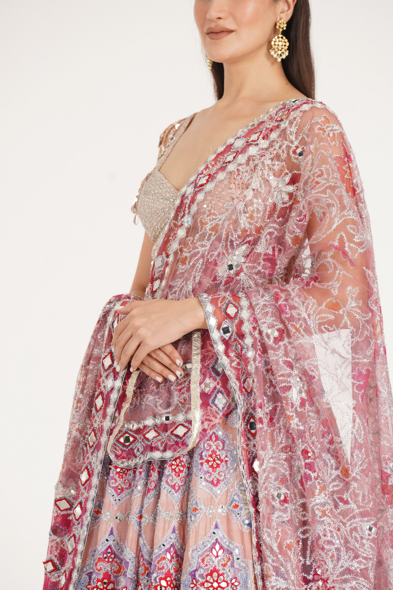 UCLA PEACH HUES LEHENGA SET