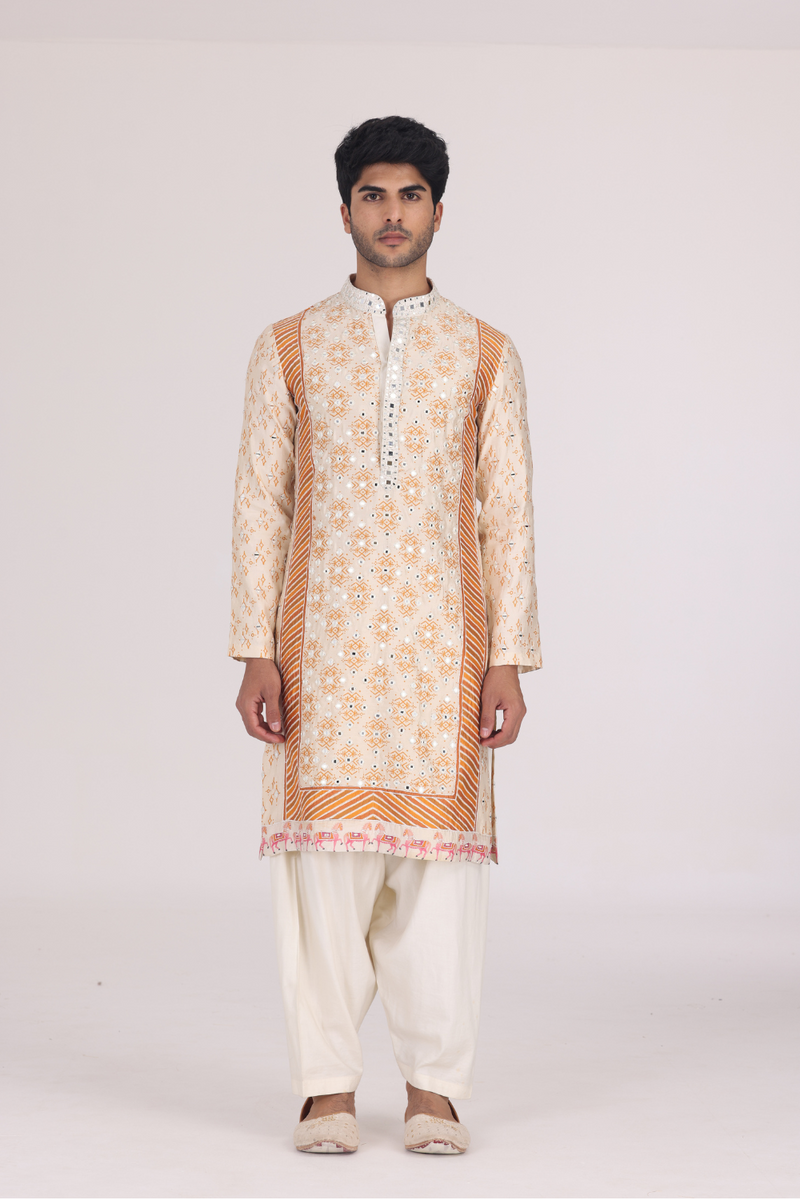 TANGERINE PRINTED KURTA