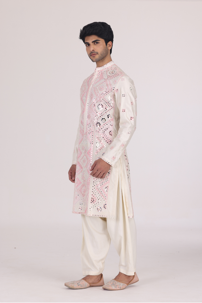 CANDY PINK IVORY KURTA