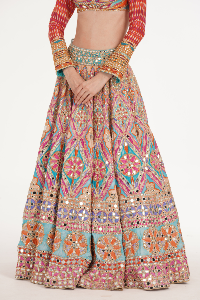 LAKE BLUE MULTISHADE LEHENGA SET