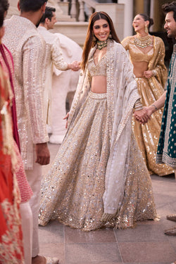 SILVER TISSUE EMBELLISHED LEHENGA SET