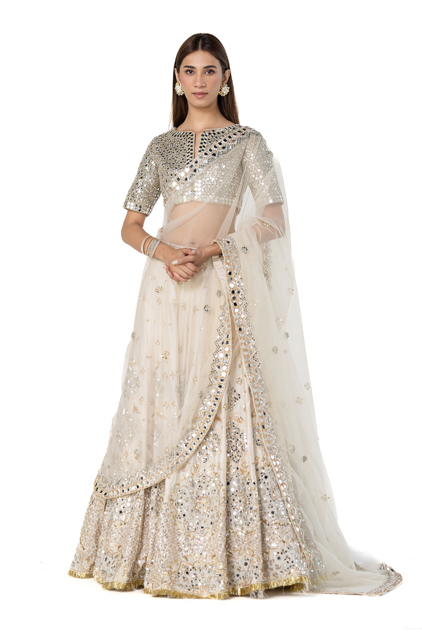 ivory embellished lehenga set