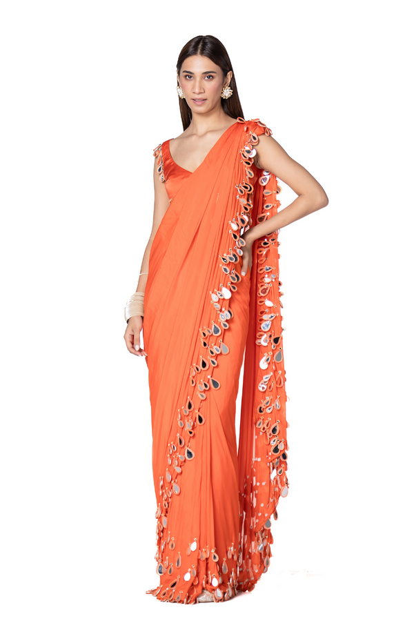 orange saree set