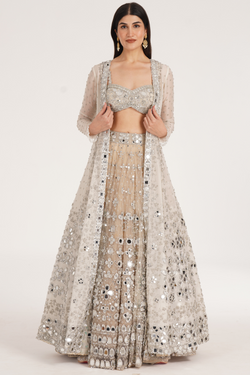 DUSTY IVORY JACKET LEHENGA SET