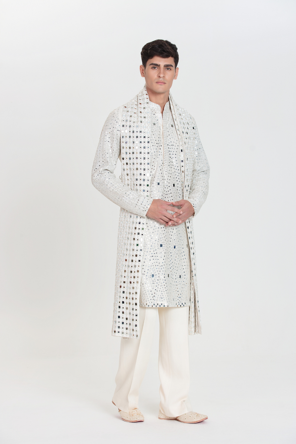 Ivory Mirror Maze Kurta Set