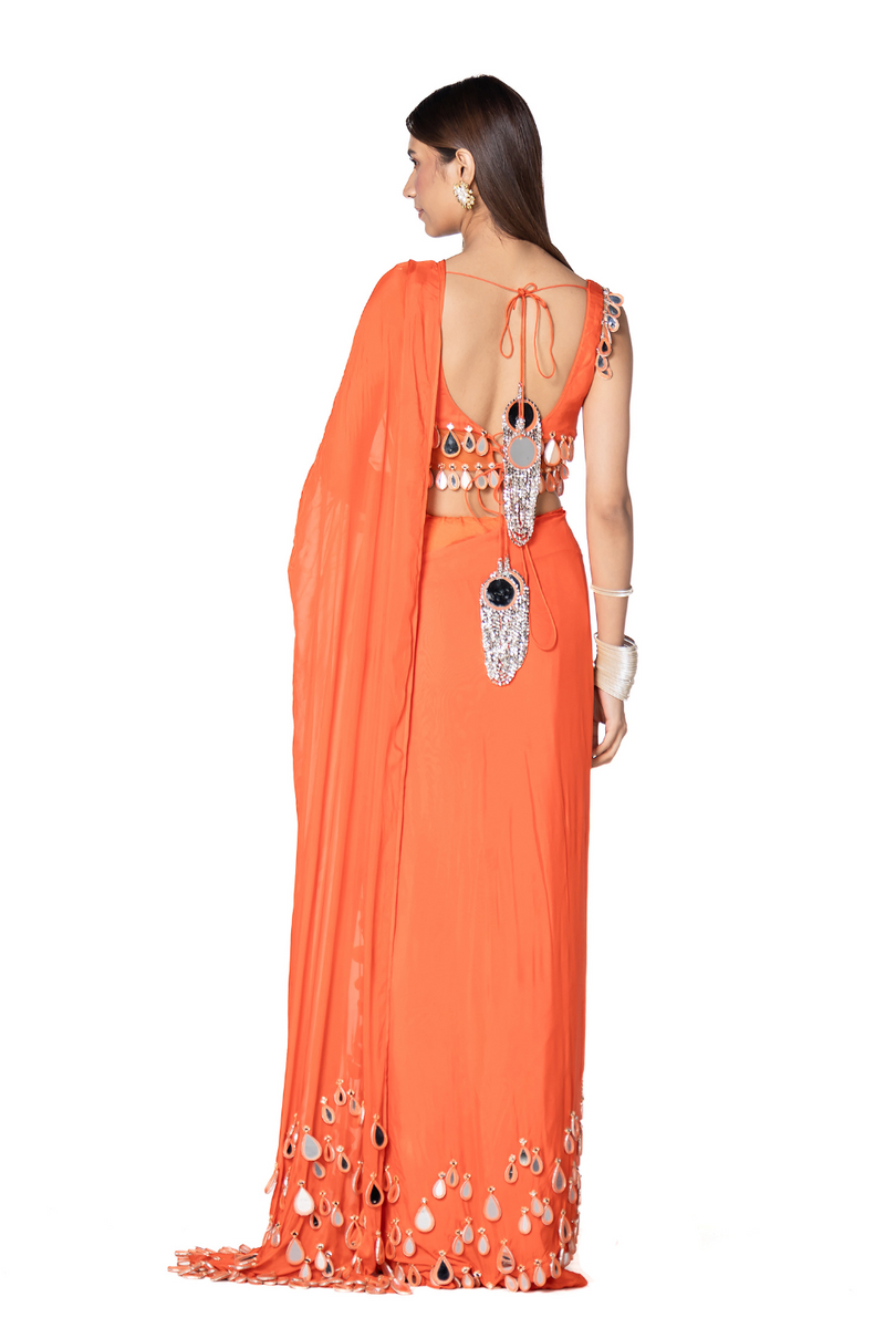 orange saree set