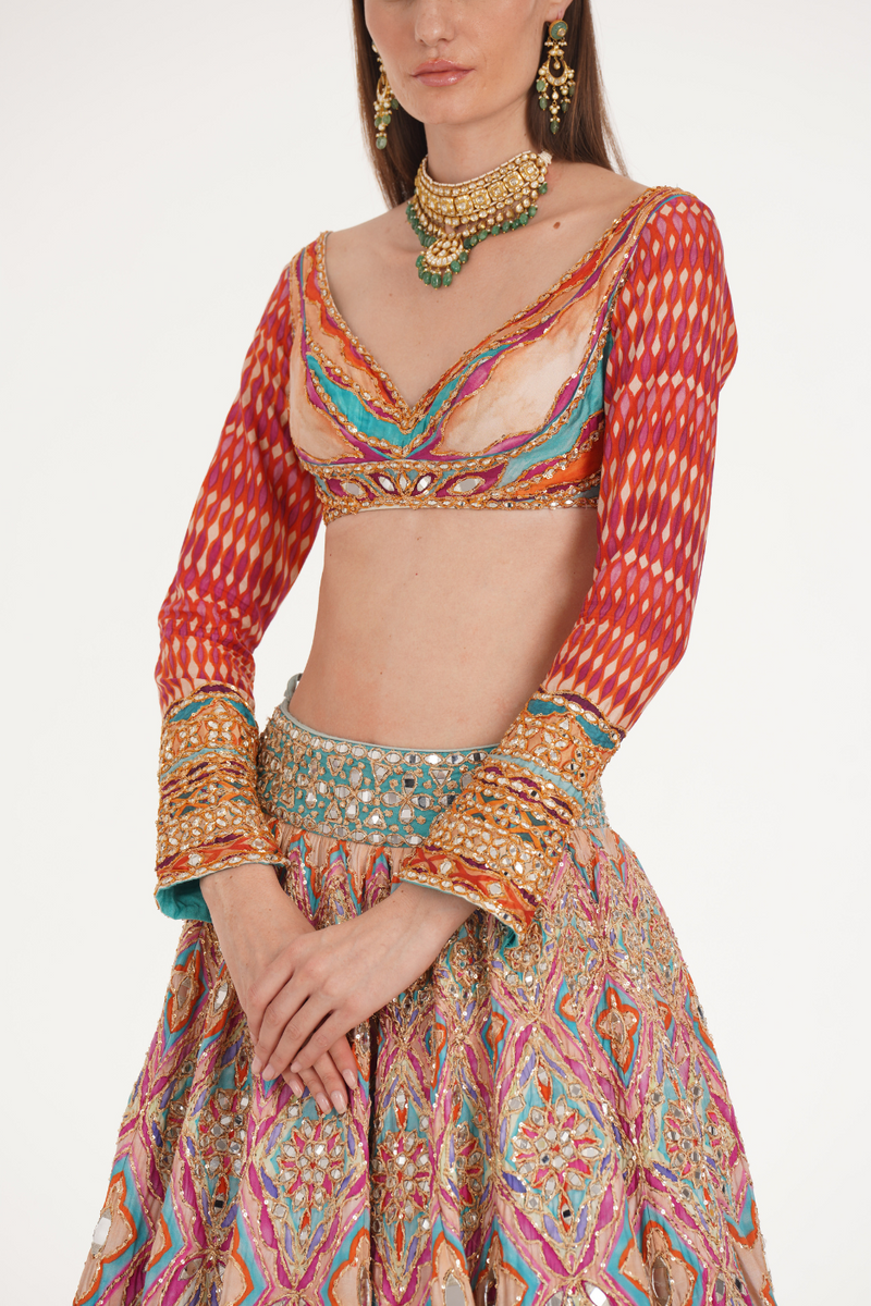 LAKE BLUE MULTISHADE LEHENGA SET