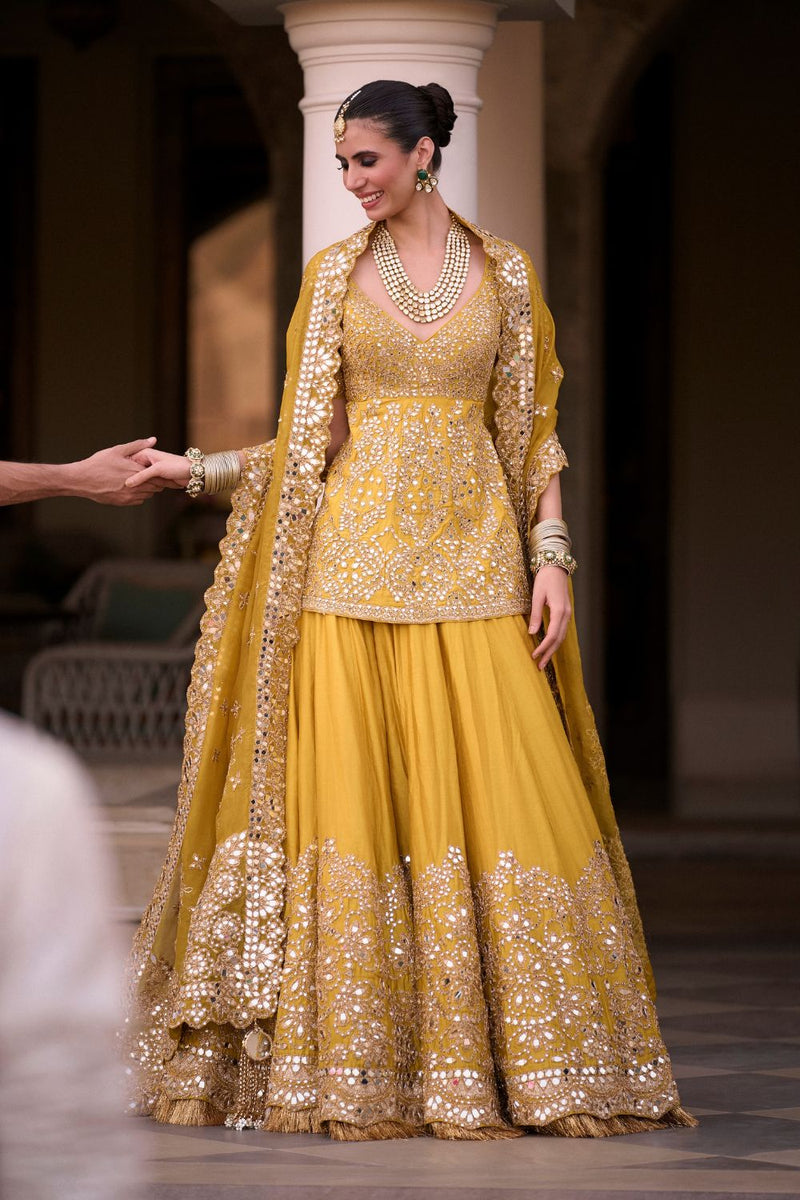 GOLDENROD HALDI EMBELLISHED LEHENGA SET