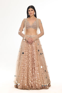 blush applique lehenga jacket set