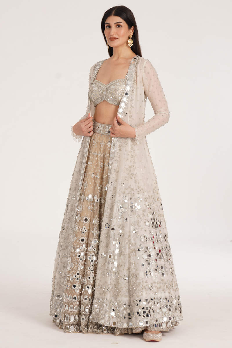 DUSTY IVORY JACKET LEHENGA SET