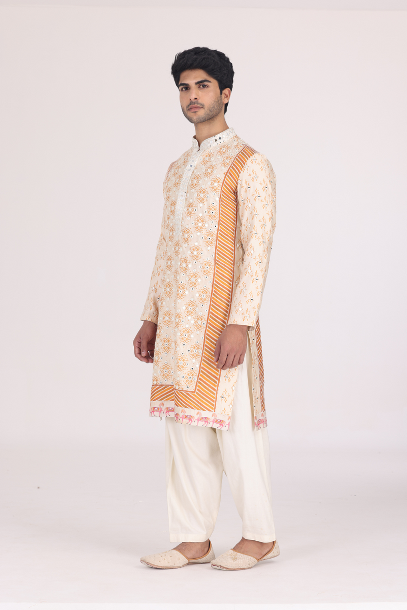 TANGERINE PRINTED KURTA