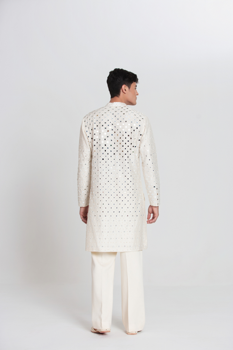 Ombre Mirror Ivory Kurta Set