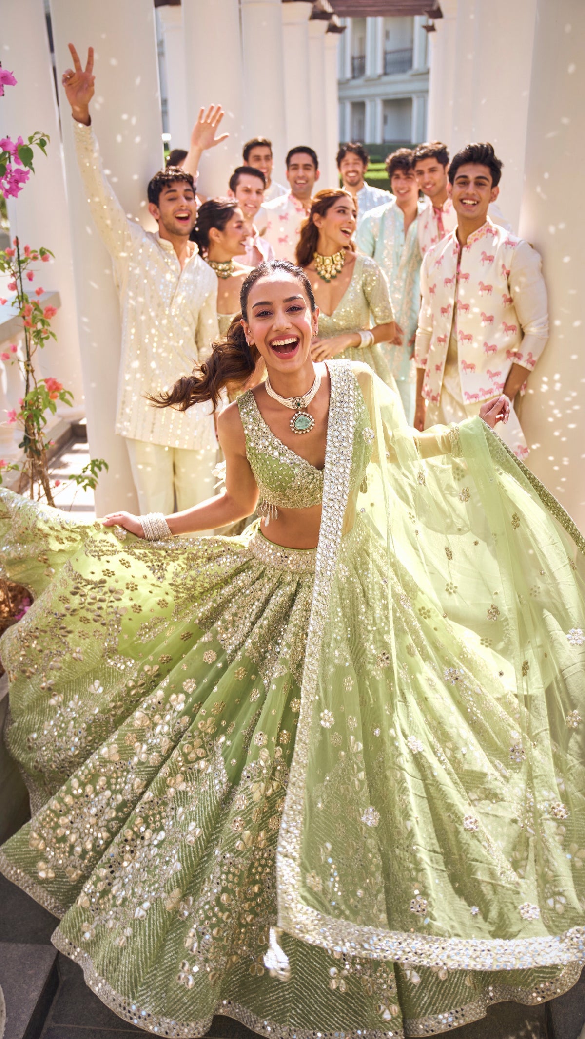 green lehenga dress NEON – abhinavmishra manish malhotra emerald green lehenga