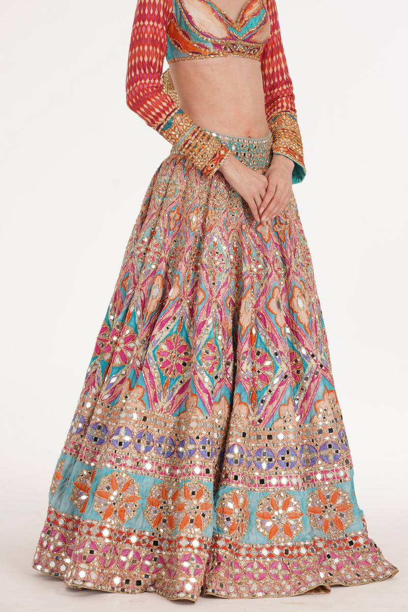 LAKE BLUE MULTISHADE LEHENGA SET