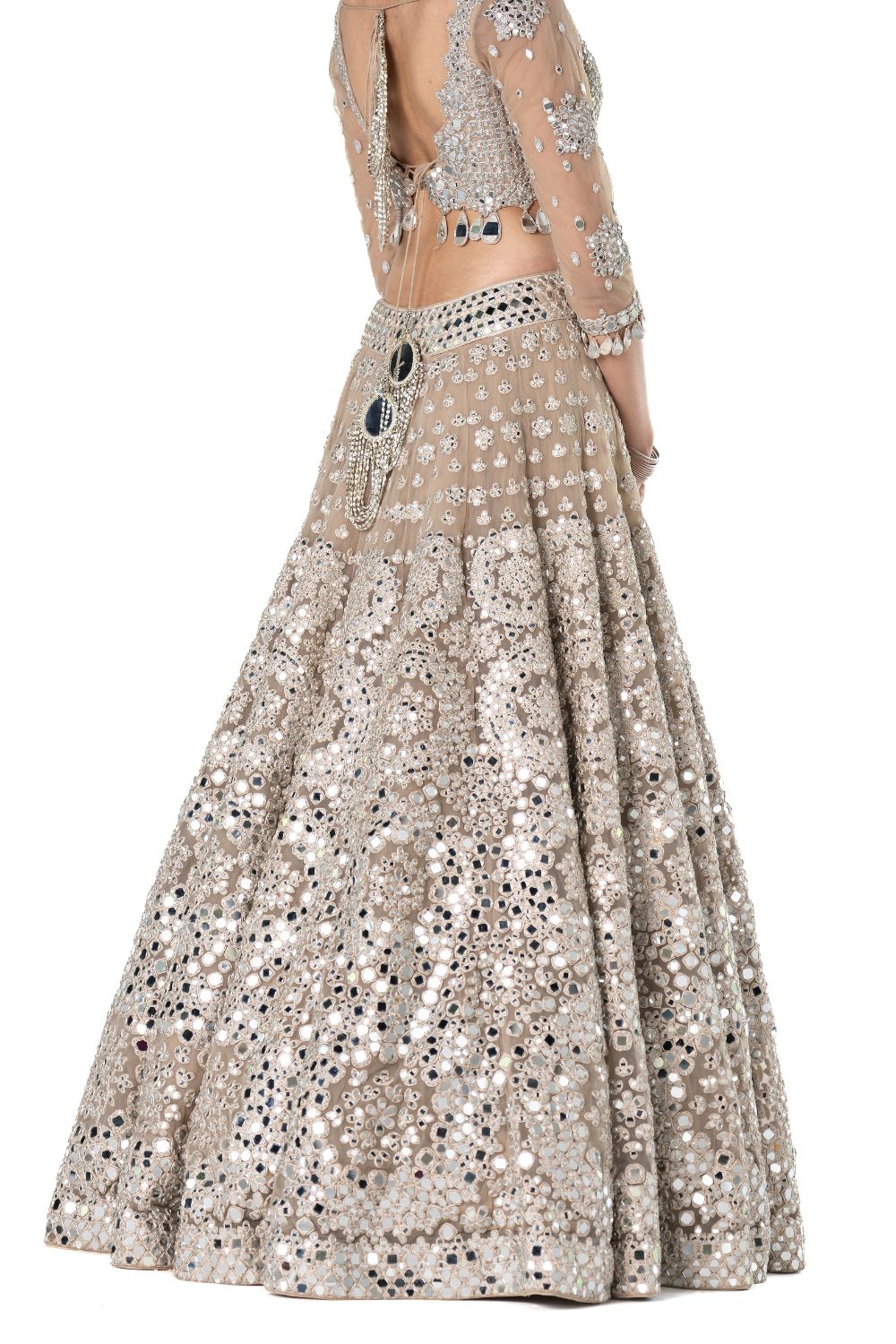 Pragya lehenga set with dupatta- Neutral beige main image 0