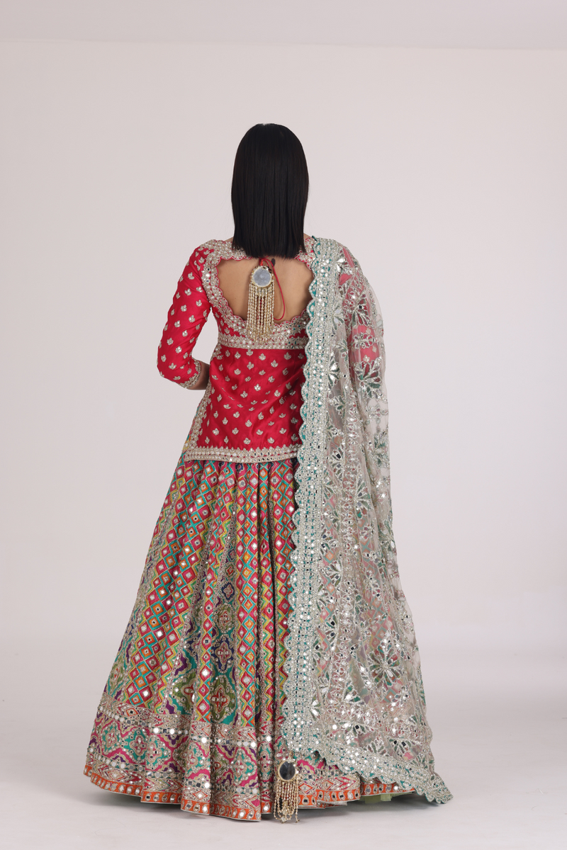 MULTICOLOUR BEGAM CHOLI LEHENGA SET