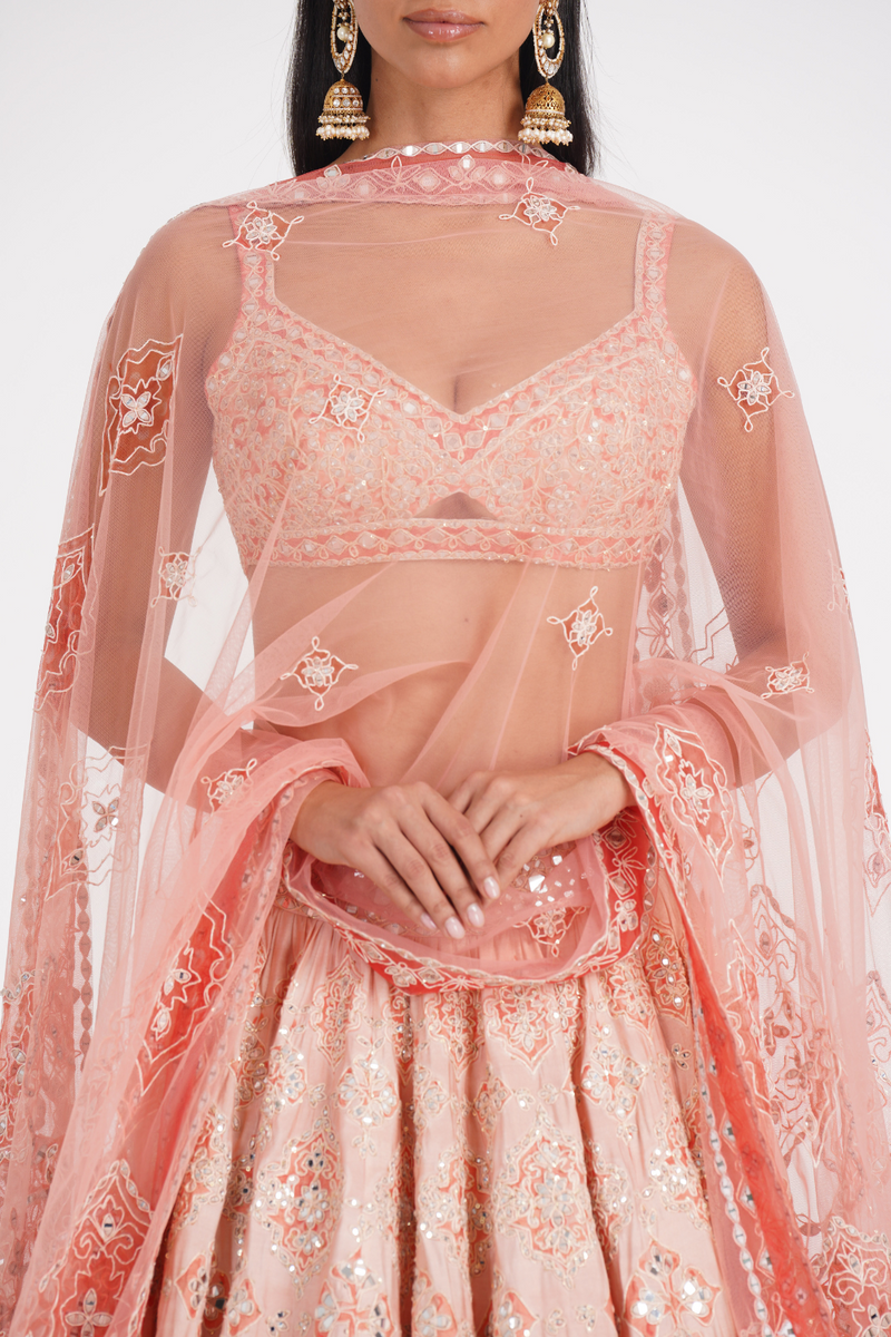 PEACH QUARTS LEHENGA SET