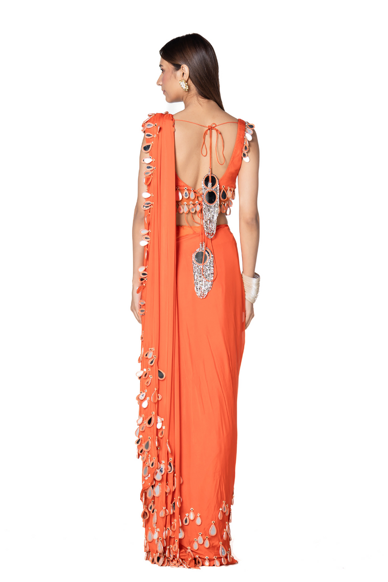orange saree set