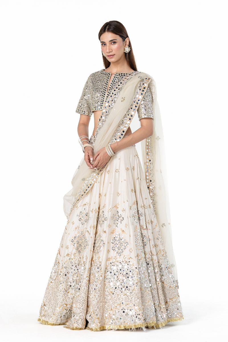 ivory embellished lehenga set