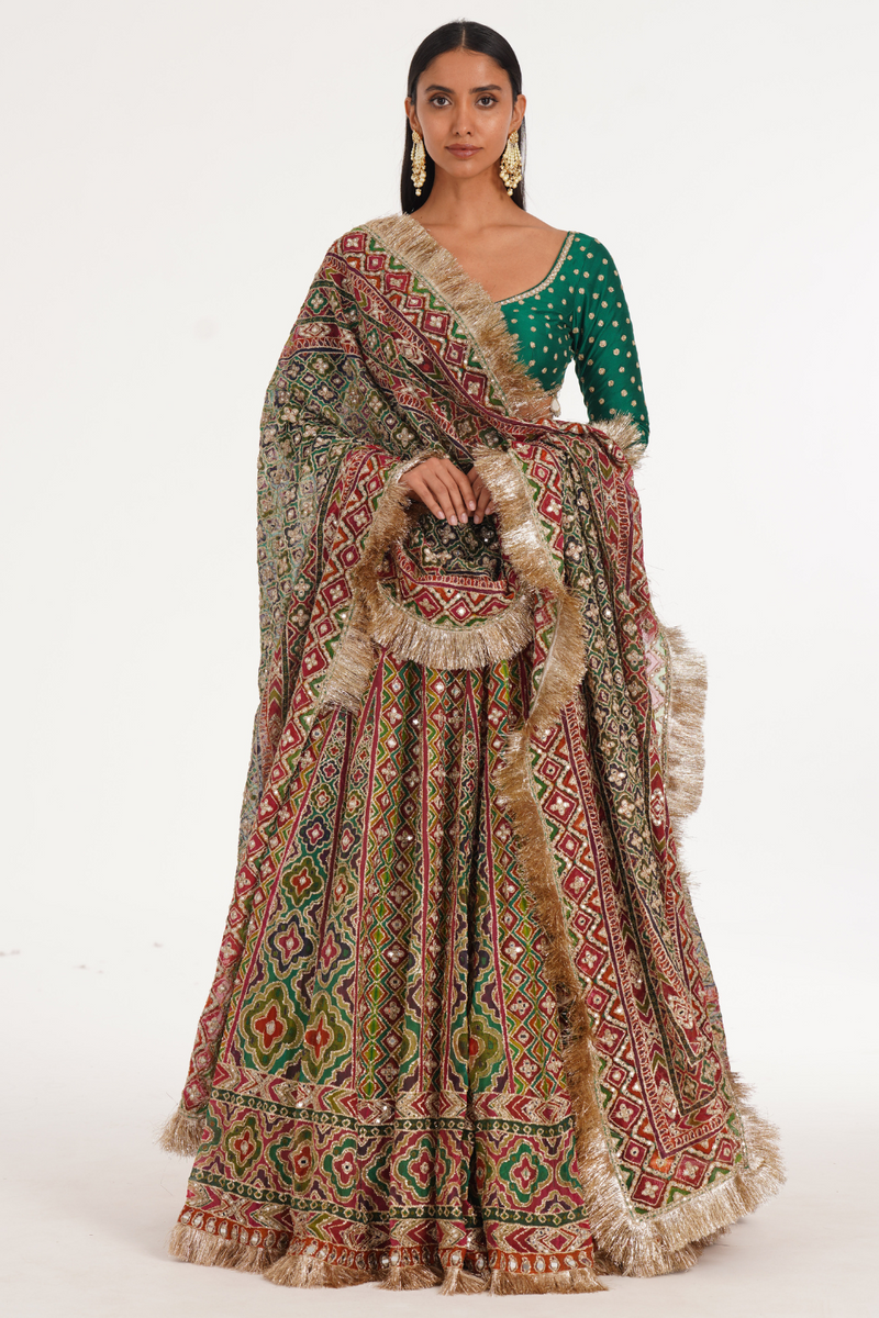 MAGNOLIA CHEVRON PATTERN LEHENGA SET