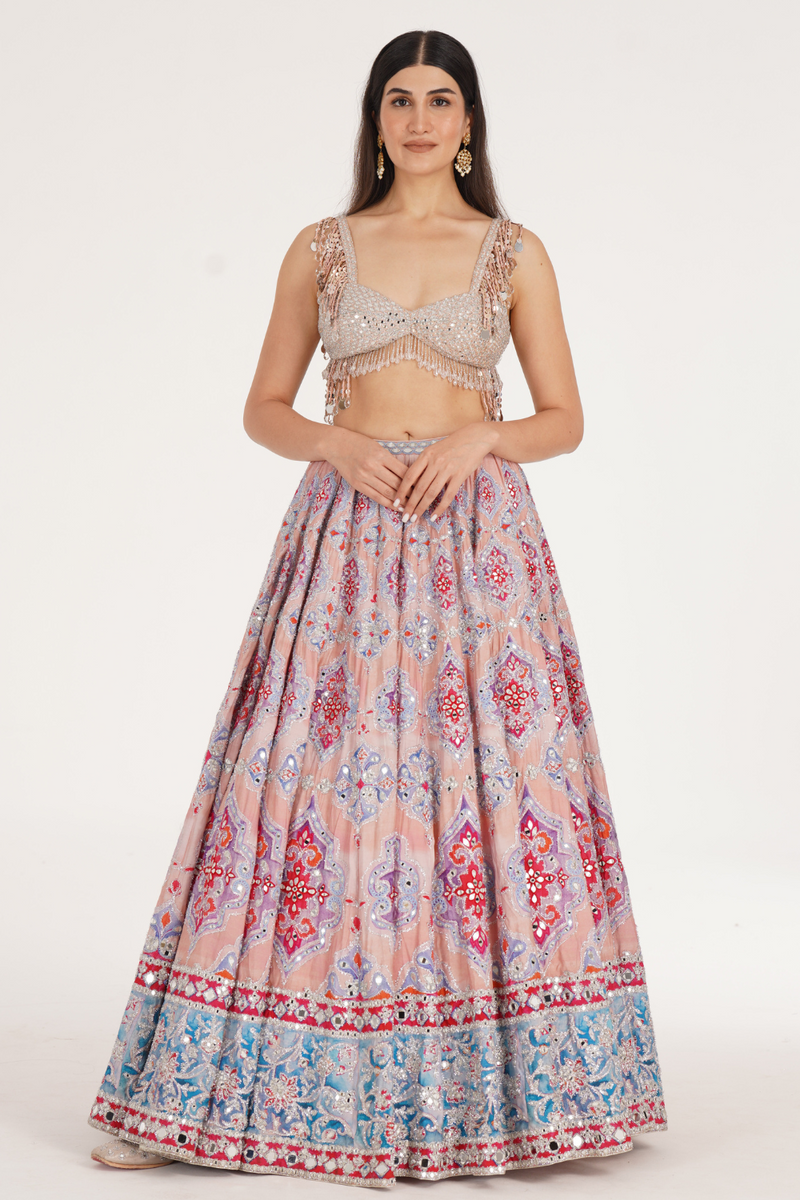 UCLA PEACH HUES LEHENGA SET