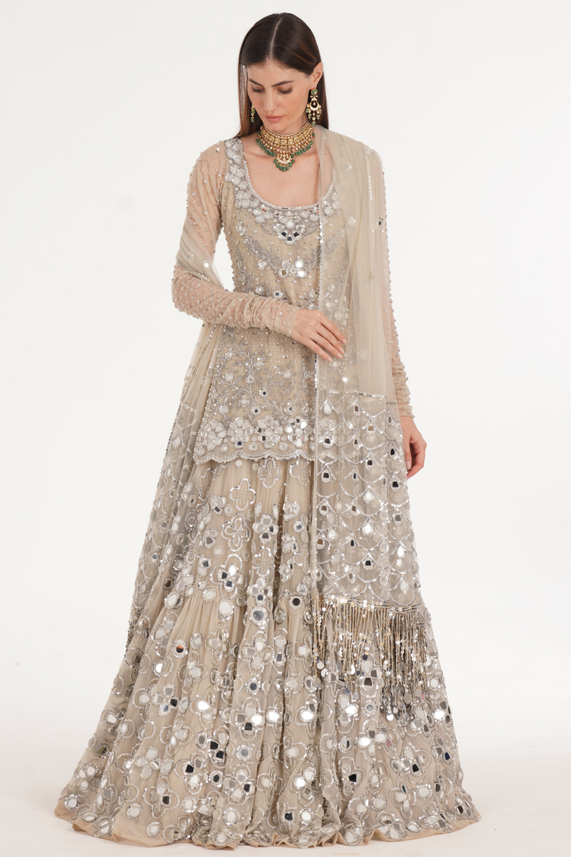 SARA ALI KHAN SHOJI WHITE LEHENGA SET