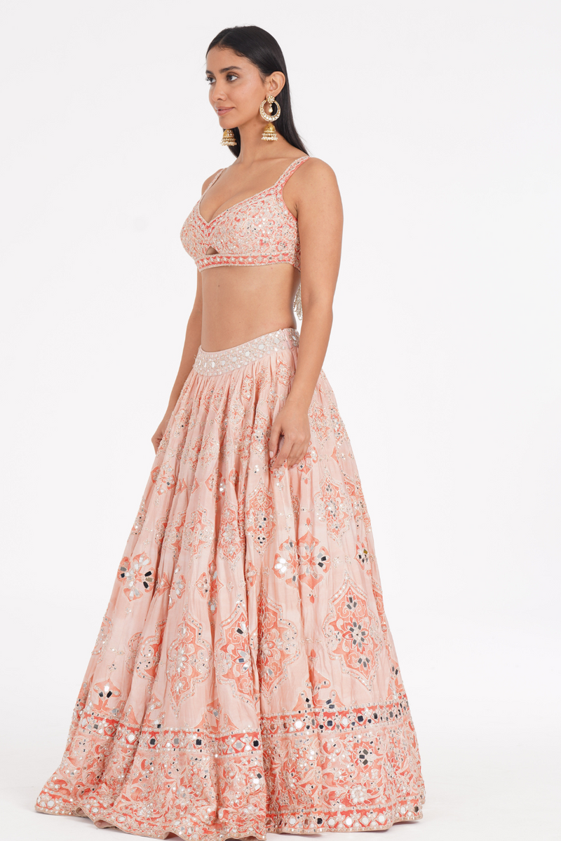 PEACH QUARTS LEHENGA SET