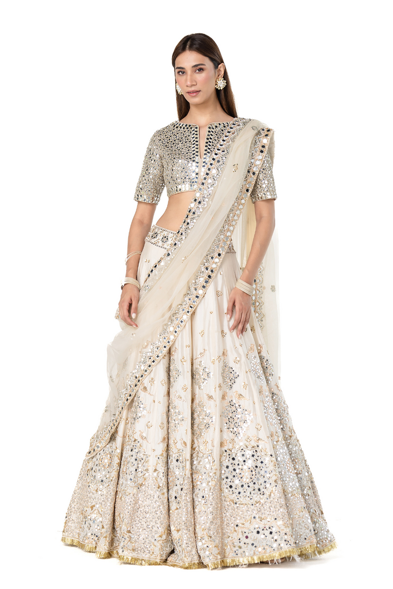 ivory embellished lehenga set