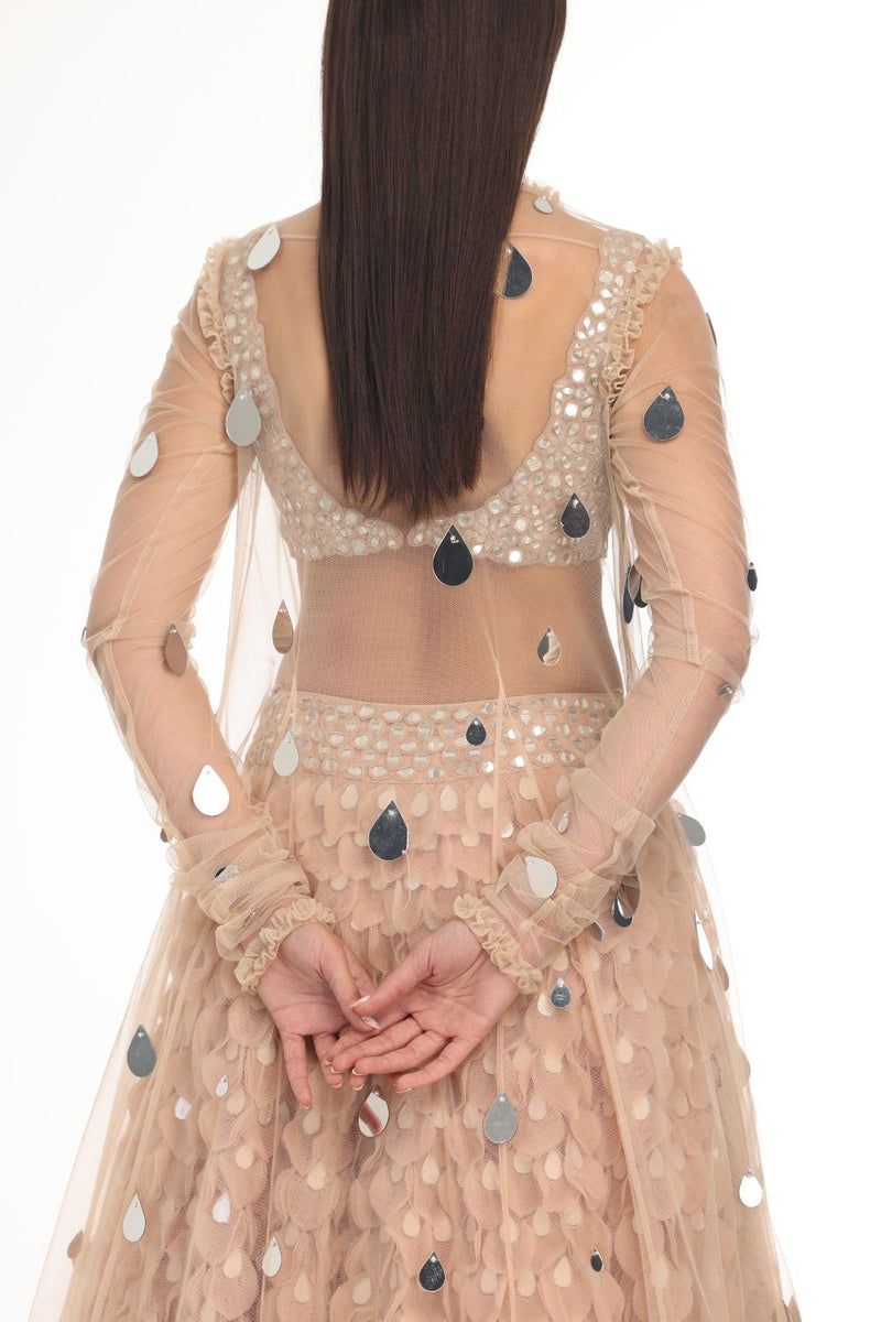 blush applique lehenga jacket set