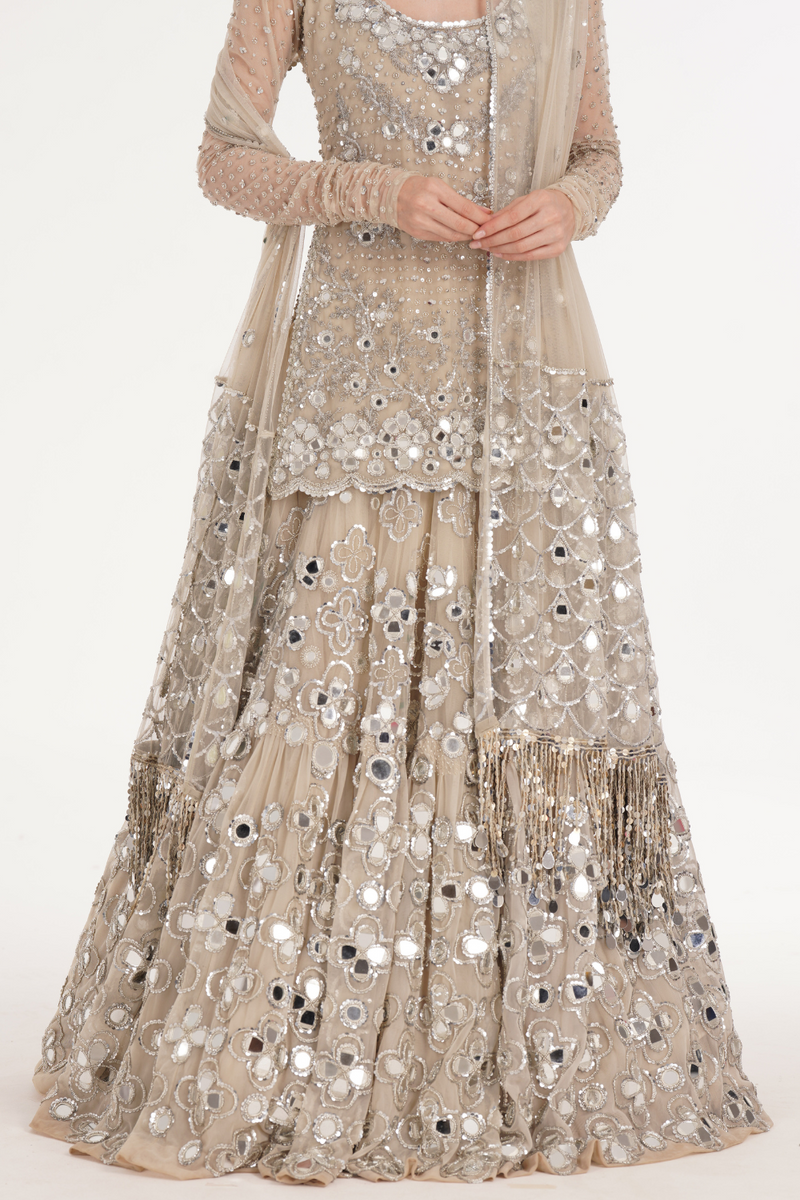 SARA ALI KHAN SHOJI WHITE LEHENGA SET