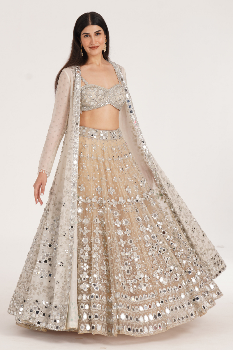 DUSTY IVORY JACKET LEHENGA SET