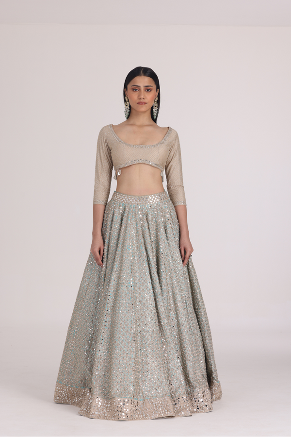 SKYBLUE PINK LEHENGA SET