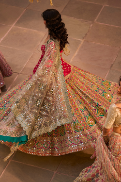 MULTICOLOUR BEGAM CHOLI LEHENGA SET