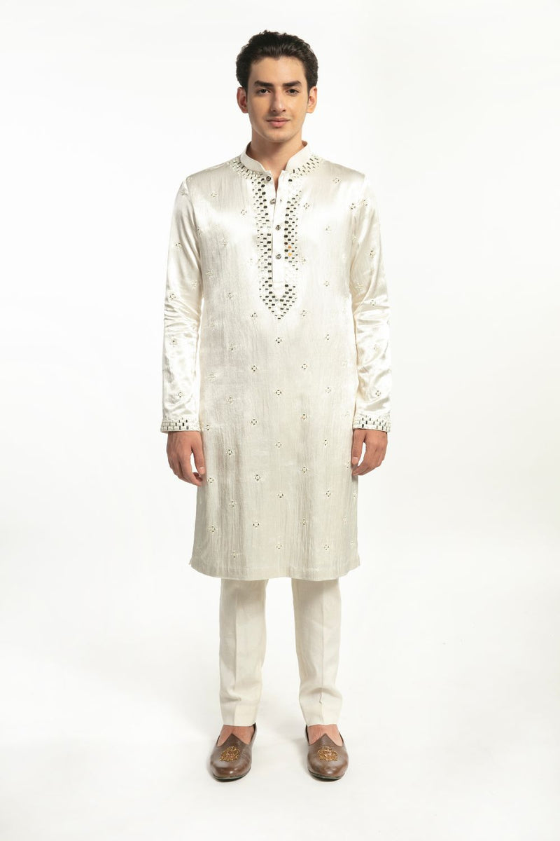 Ivory embellished kurta