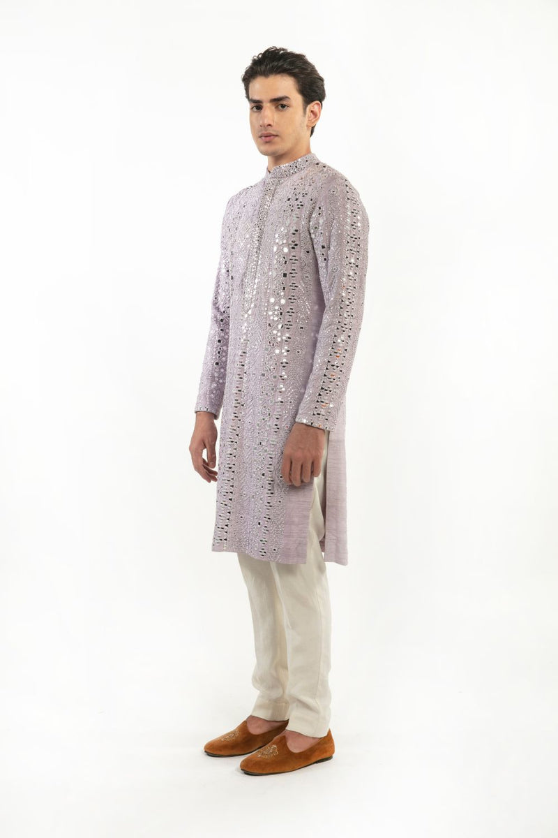 lilac embellished kurta