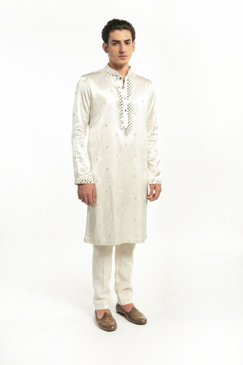 Ivory embellished kurta