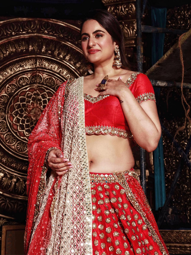 Shereen Sikkha Bharwani In Red Embellished Lehenga Set