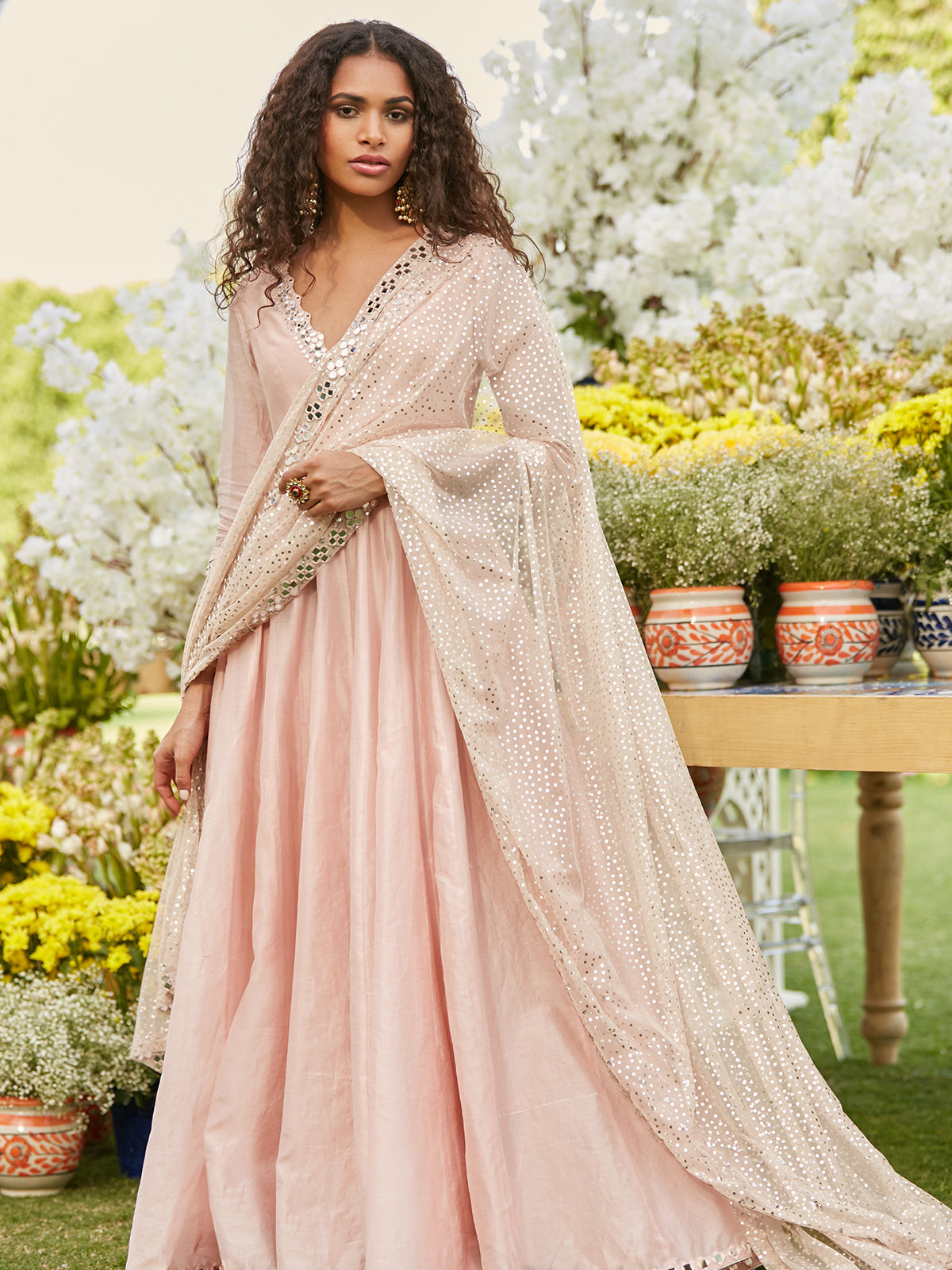 Embroidered Pink Anarkali Set main image 0