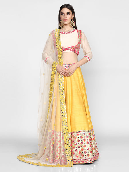 Multicolour Chanderi Lehenga Set with Jacket – abhinavmishra