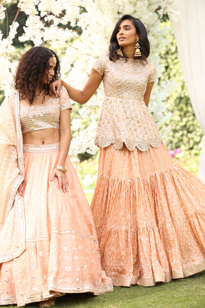 Peach & Off White Lucknowi Lehenga Set – 101 Hues