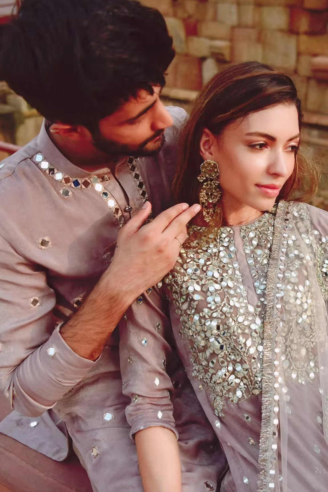 Lilac Pearl Drop Sharara Set main image 1